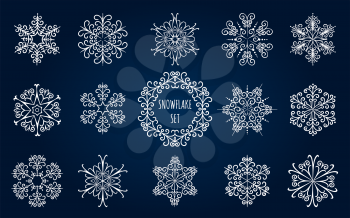 Set of handdrawn Snowflakes. Decorative elements for your Christmas design.
