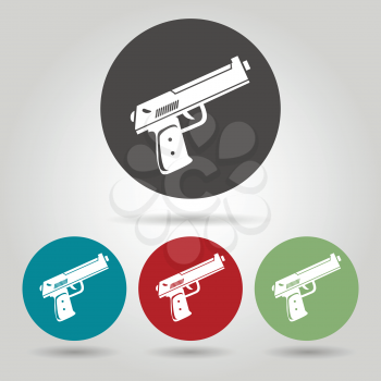 Flat handgun icons set vector