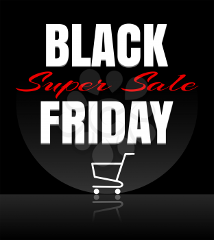 Black Friday sale design template. Black Friday banner with shopping cart. Vector illustration
