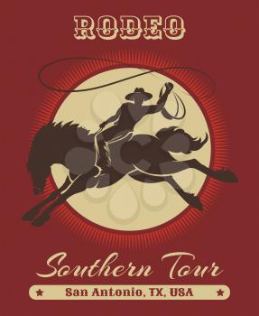 American Texas cowboy rodeo poster with retro typography. Free font used. 