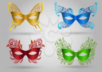 Carnival colorful mask set .Masquerade Party accessories Vector illustration