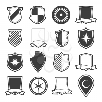 Medieval and ancient shield icons set. Vector illustration