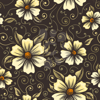 Beautiful vintage Floral pattern. Seamless botanical background. Vector illustration.