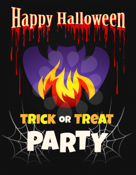 Halloween Party Poster drawn in cartoon style. Vector illustration.