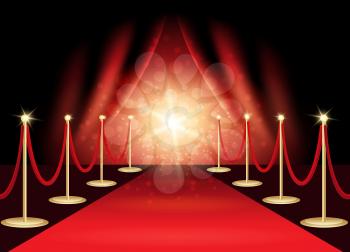 Red carpet with award stage, abstract background. Vector Illustration.