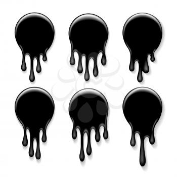 Black Oil Blobs drawn in realistic style. Vector Illustration.