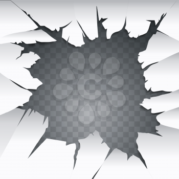 Cracked hole with space for text. Vector illustration.