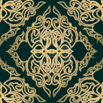 Seamless abstract medieval forged golden pattern.