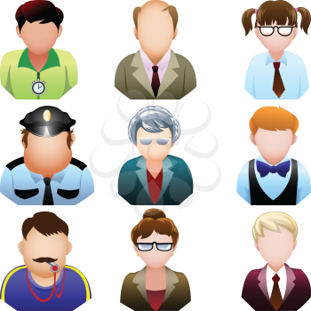 A collection of nine icons representing various school occupations