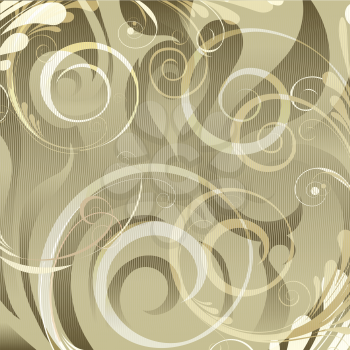 Sepia background drawn in vintage style with  use floral swirls
