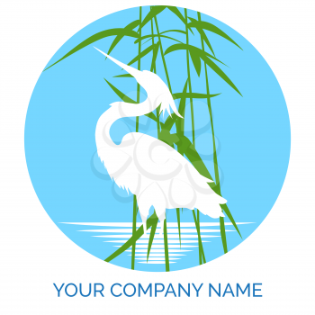 Logo of conservation company with heron against rush