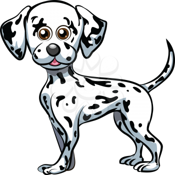 Funny illustration with cute dalmatian puppy drawn in cartoon style