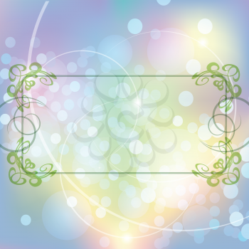 Abstract background with floral frame against unfocused bubbles pattern