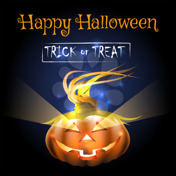 Happy Halloween Illustration of a Pumpkin and wording Written Trick or Treat. Vector Illustration.