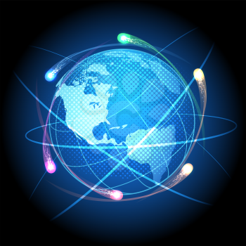 Globe in a Space design concept. Vector illustration.