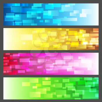 Colorful horizontal banners with rectangles pattern. vector illustration.
