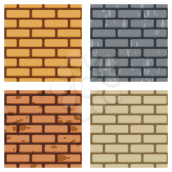 Brick wall pattern collection. Four seamless brick wall vector backgrounds.
