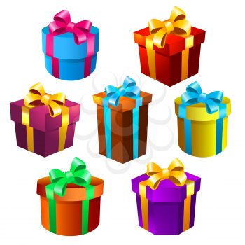 Colorful Gift Boxes Set. Vector illuistration.