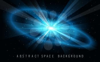 Space background with galaxy and Blast of Supernova. Vector illustration.