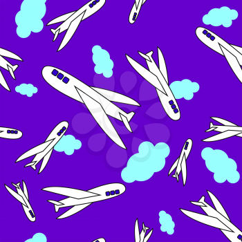 Seamless pattern background sky and vektonyj, cartoon airplanes, clouds