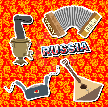 set of various stylized russian icons