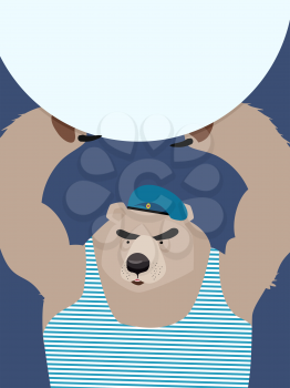 Wild and strong Russian bear in blue beret