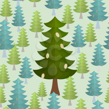 Christmas trees seamless pattern. Conifers background