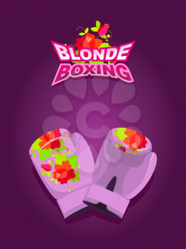 blonde boxing. logo for comic female boxing. Pink boxing gloves