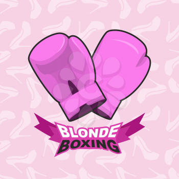 blonde boxing. logo for comic female boxing. Pink boxing gloves