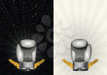 boxing gloves. Set template for Championship Awards. boxing Silver cup. Vector sport background with cup. Eps 10