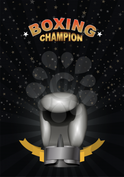boxing gloves. Template for Championship Awards. boxing Silver cup. Vector sport background with cup. Eps 10