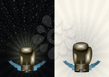 boxing gloves. Template for Championship Awards. boxing Bronze cup. Vector sport background with cup. Eps 10