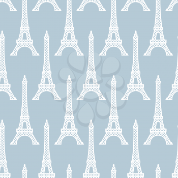 Eiffel Tower seamless pattern. French vector background. Vintage fabric texture in pastel colors
