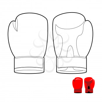 Coloring book of boxing gloves. Vector illustration sports accessory
