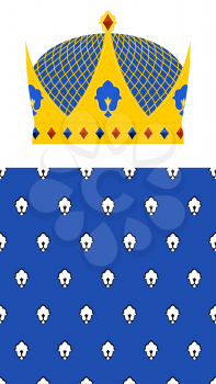  Crown for King and Royal pattern. Vector set for Kingdom.
