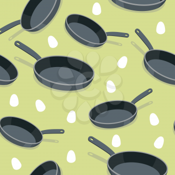 Pan seamless pattern. Vector background for cuisine from pans. Kitchen utensils for cooking. Vector ornament
