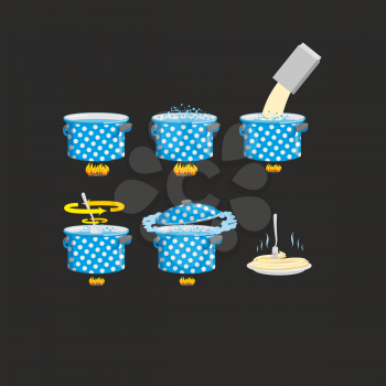 Icon set cooking pasta recipe. Vector illustration
