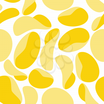 Potato chips seamless background. Pattern of yellow fried potatoes. Vector ornament from food