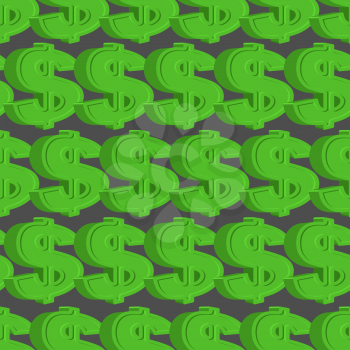 Dollar seamless pattern. Green Dollar vector background.
