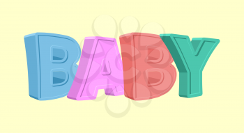 Colorful cartoon BABY text on white background
