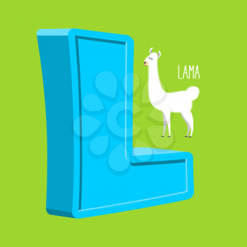 Letter L Animal Lama. Animals Alphabet vector
