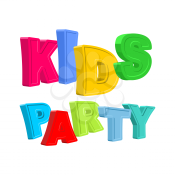Kids party. Text of colored cartoony characters. Vector illustration
