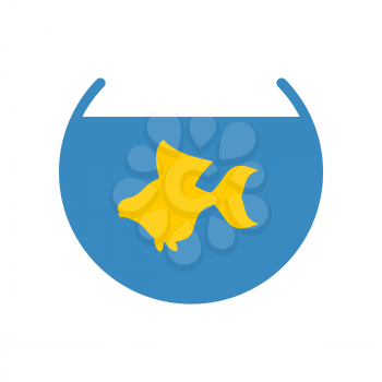 Goldfish in an aquarium vector icon. Yellow fish fulfills desires.
