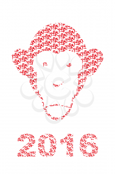 Monkey of  Chinese characters. Chinese new year style. Muzzle monkeys. Christmas vector illustration