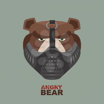 Angry bear in mask. A ferocious wild animal
