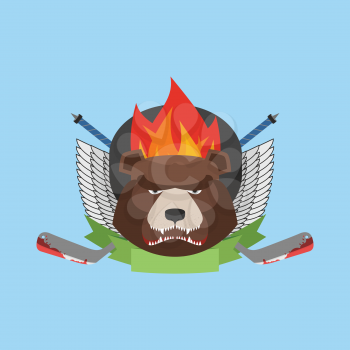 hockey bear emblem. Vector illustration