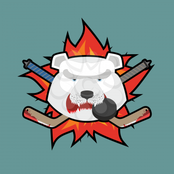 Bear Hockey Logo. Vector illustration