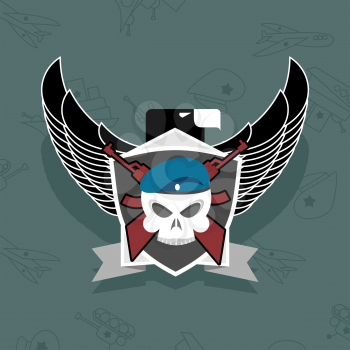 military logo.skull with wings on the shield