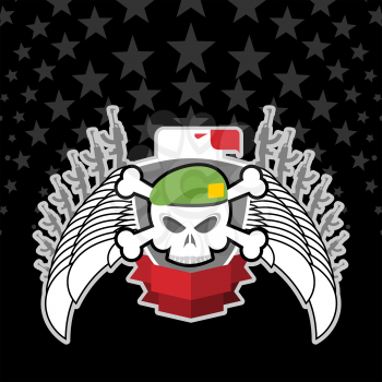 war emblem. Skull in beret with the Eagle.