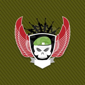 Military emblem. skull with wings to take. Label on the form